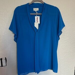 MELLODAY Vibrant Blue Blouse with Tie Detail XL